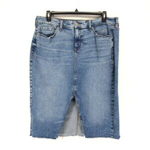 Torrid Midi Denim Front Slit Skirt Women's Plus Size 16 Stretch Spring Casual